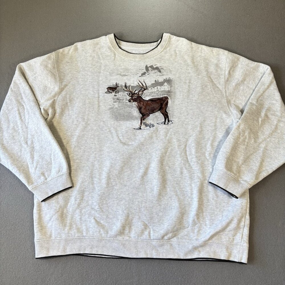 VTG Deer Wildlife Sweatshirt Mens XL Pullover Outdoors‎ Nature Cabincore Rustic